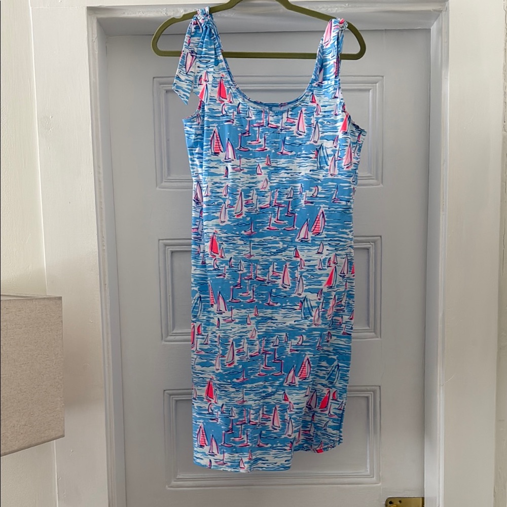Lily Pulitzer Blue and Pink Sailboat Print Dress